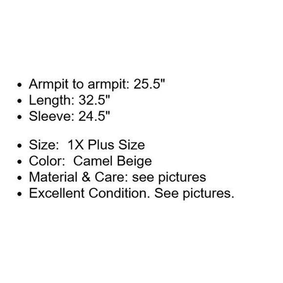 Susan Graver Jacket Plus Size 1X Camel Beige Faux Suede Lined Long Blazer Pocket - Picture 4 of 14